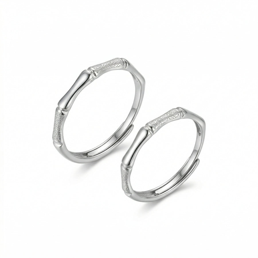 Bamboo-Inspired Adjustable Ring – sterling silver ring, front view