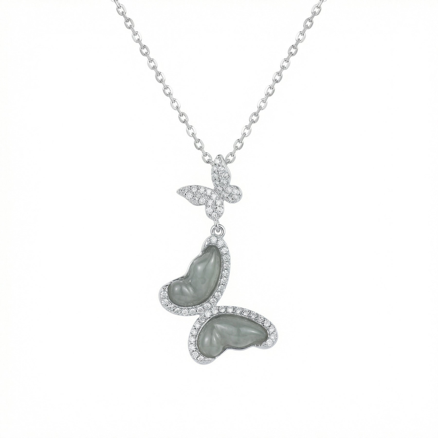 Butterfly Jade Diamond Necklace – jade necklace, side detail