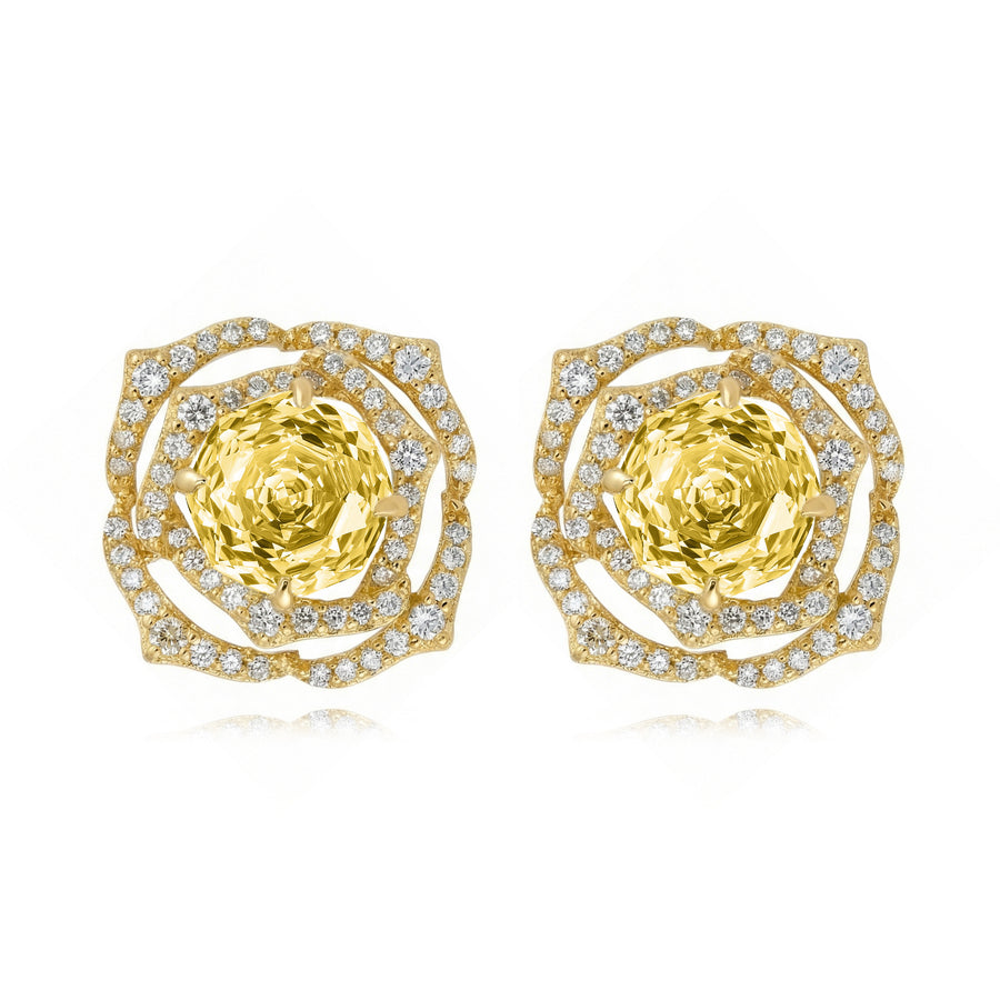 Citrine Rose Halo Stud Earrings – sterling silver earrings