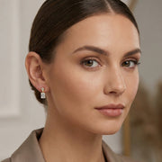 Emerald-Cut Crystal Drop Earrings – crystal earrings, close-up