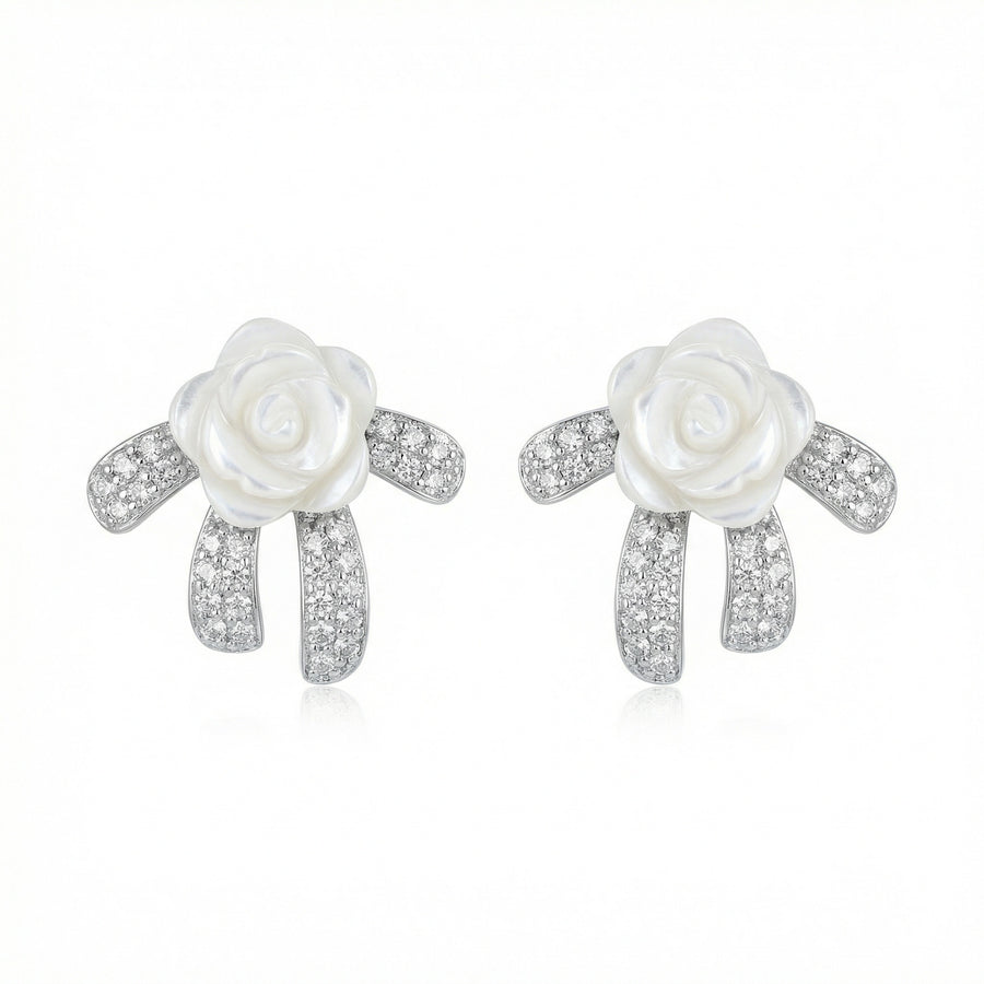 Mother-of-Pearl Bow Crystal Studs – mother-of-pearl earrings