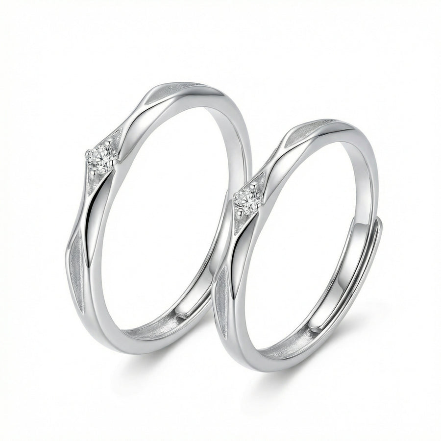 Wavy Silver Couple Rings – sterling silver ring, front view