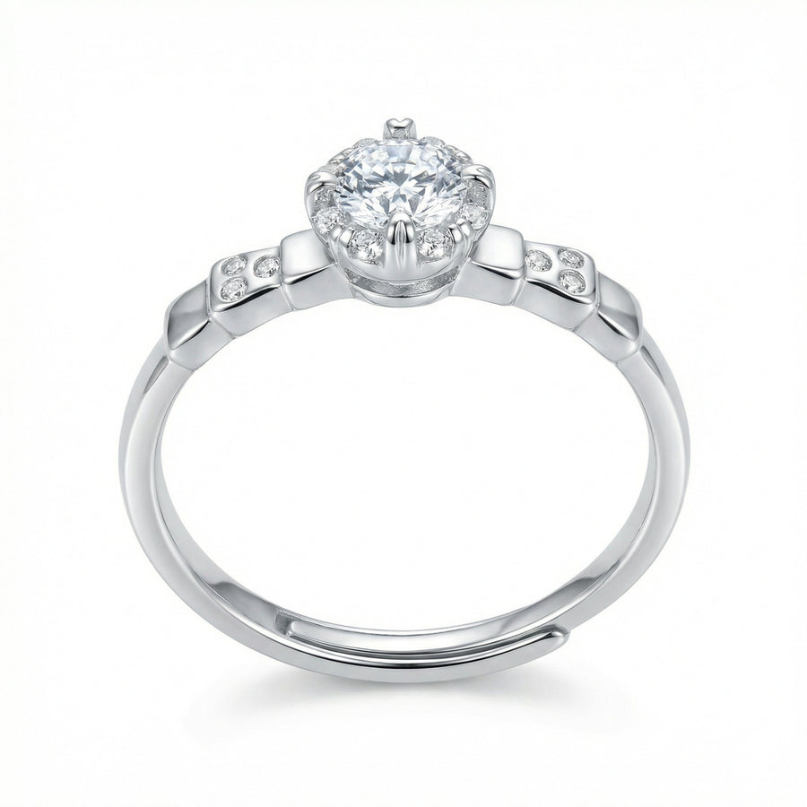 Adjustable Silver Halo Ring – sterling silver ring