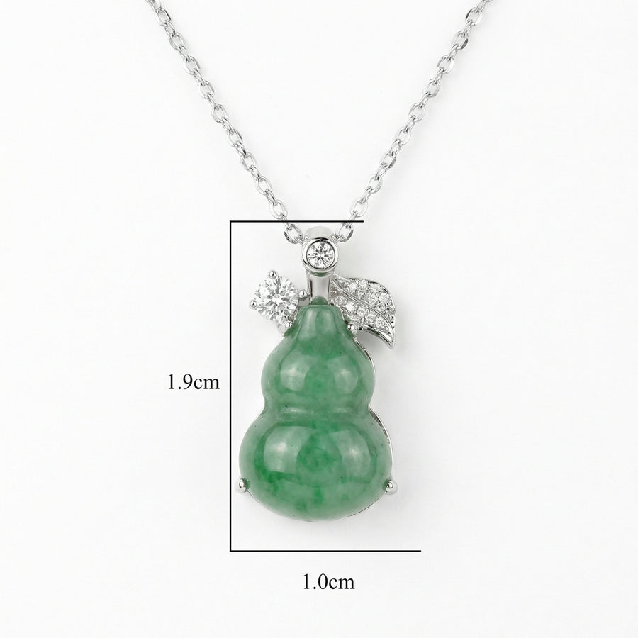 Jadeite Hulu Gourd Necklace, CZ Accents – jade necklace