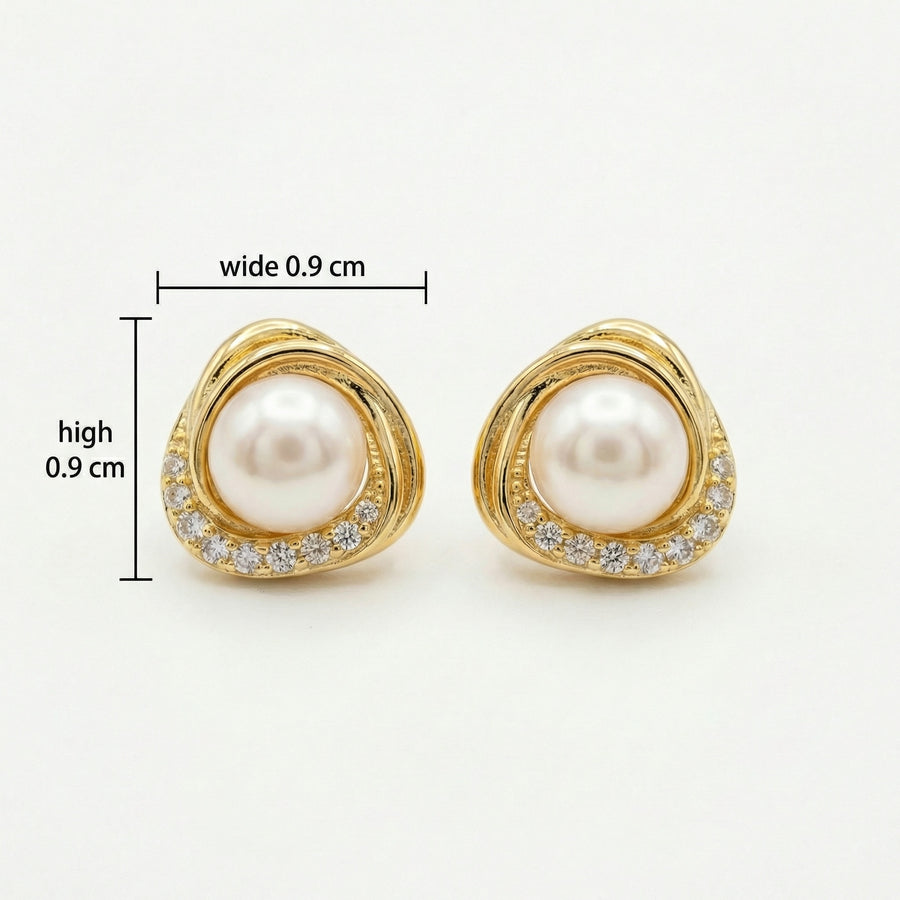 Pearl Studs in Trillion Setting – pearl earrings