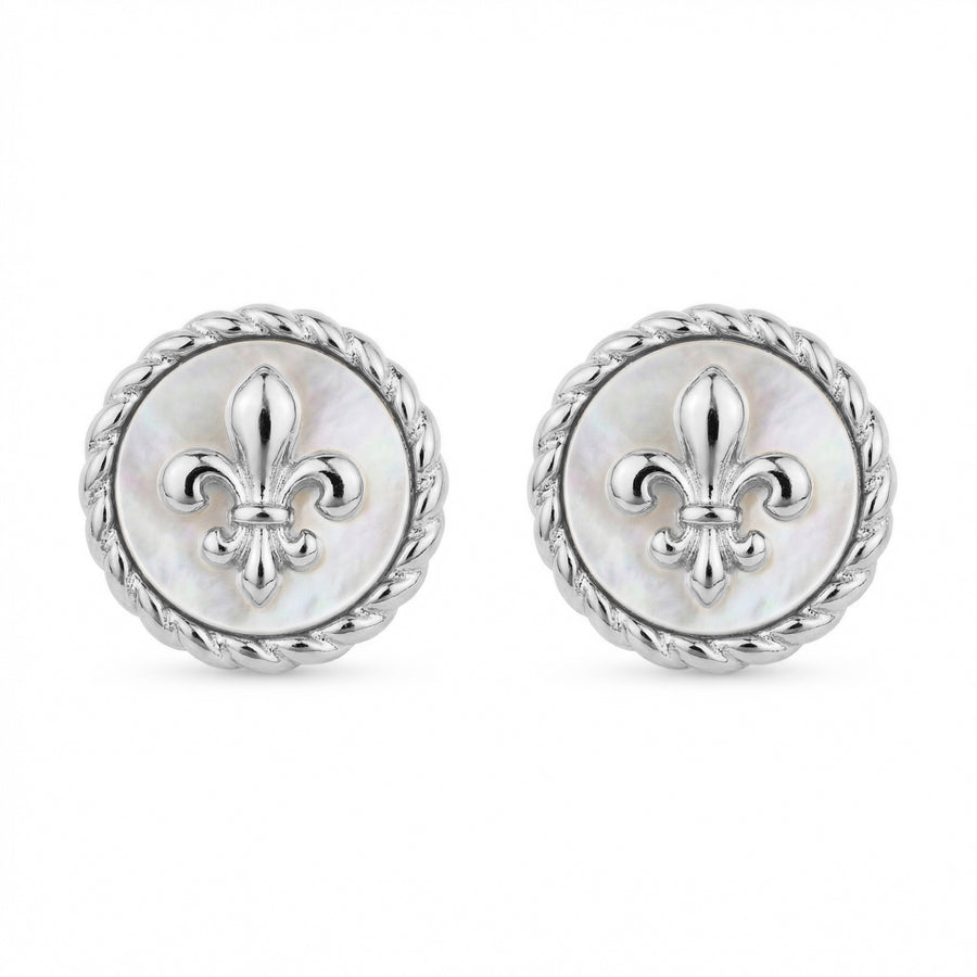 Fleur-de-Lis Mother-of-Pearl Studs – mother-of-pearl earrings