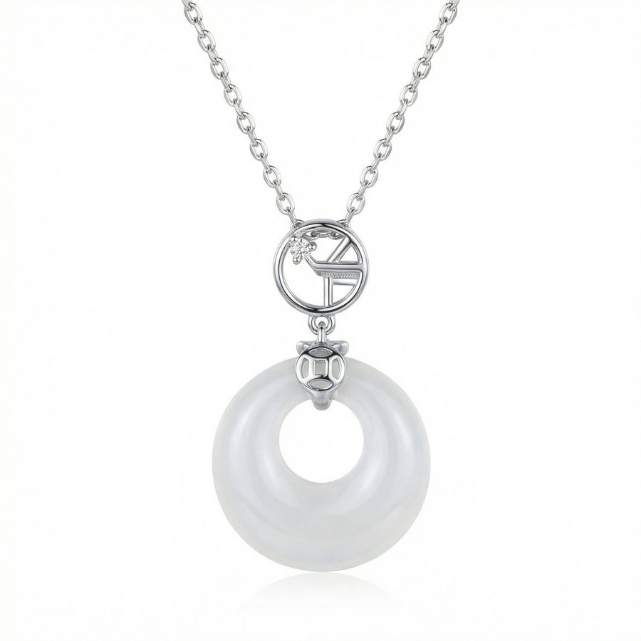 White Jade Peace Buckle Necklace – jade necklace