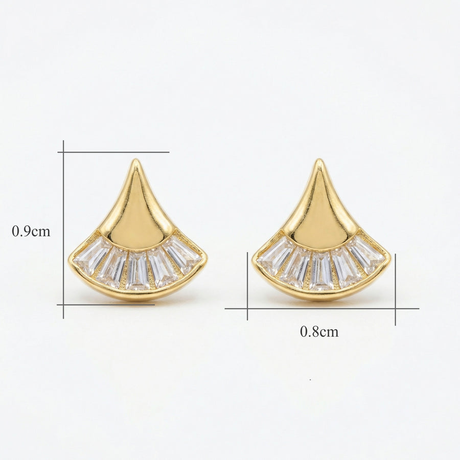 Fan-Shaped Baguette Stud Earrings – sterling silver earrings