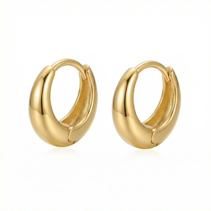 Chunky Polished Huggie Hoop Earrings – sterling silver earrings