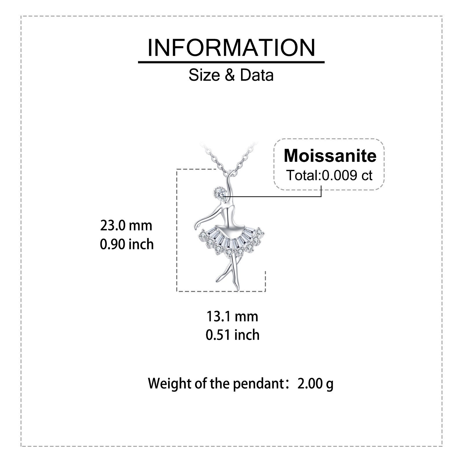 Ballerina Moissanite Pendant Necklace – moissanite necklace, front view