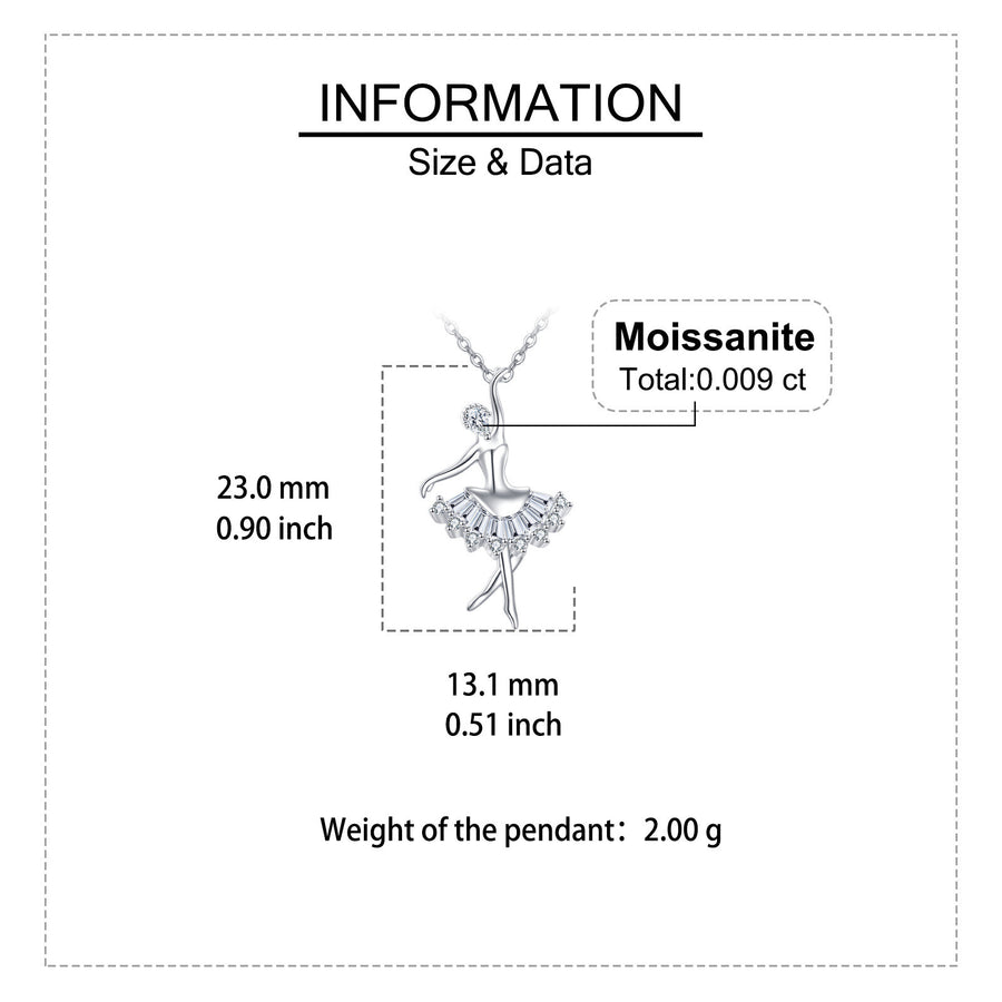 Ballerina Moissanite Pendant Necklace – moissanite necklace, front view
