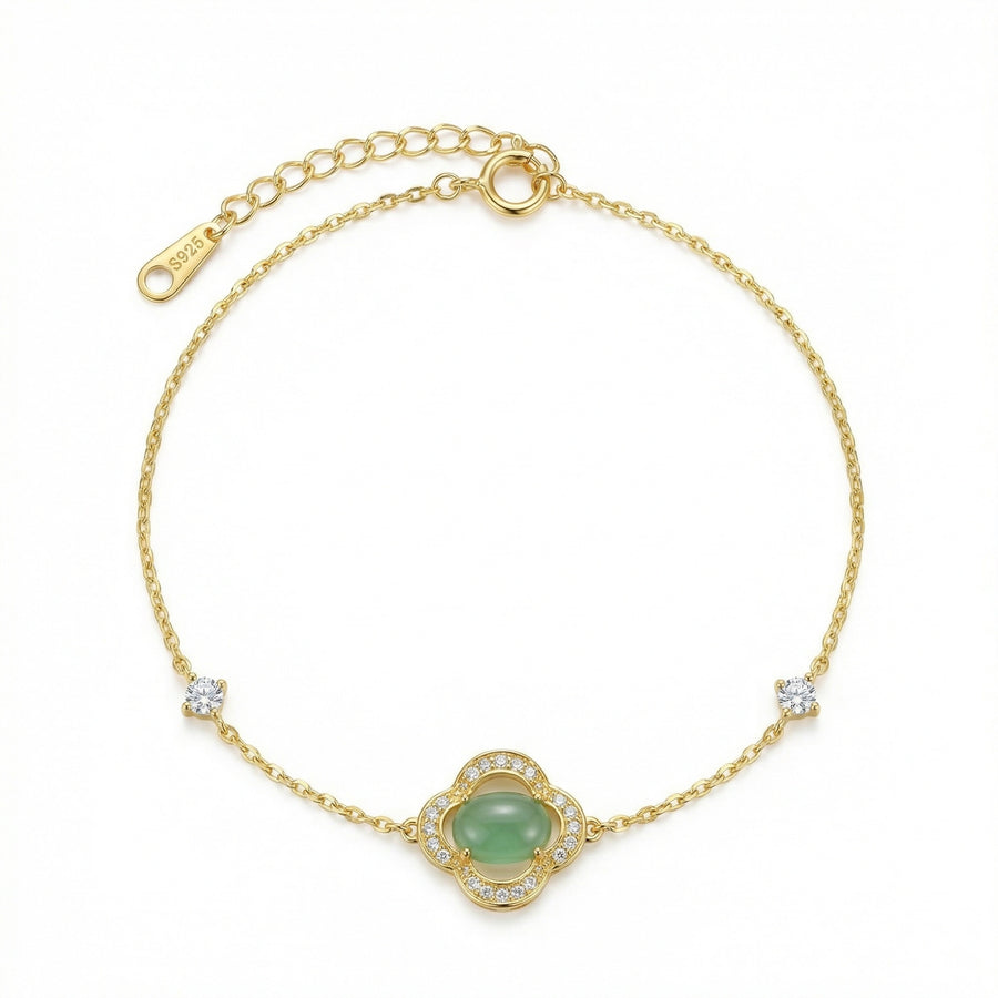 Green Chalcedony Clover Bracelet – sterling silver bracelet