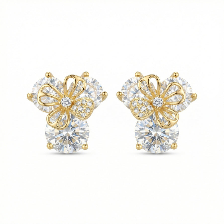 Blossom Studs with Filigree Butterfly – sterling silver earrings