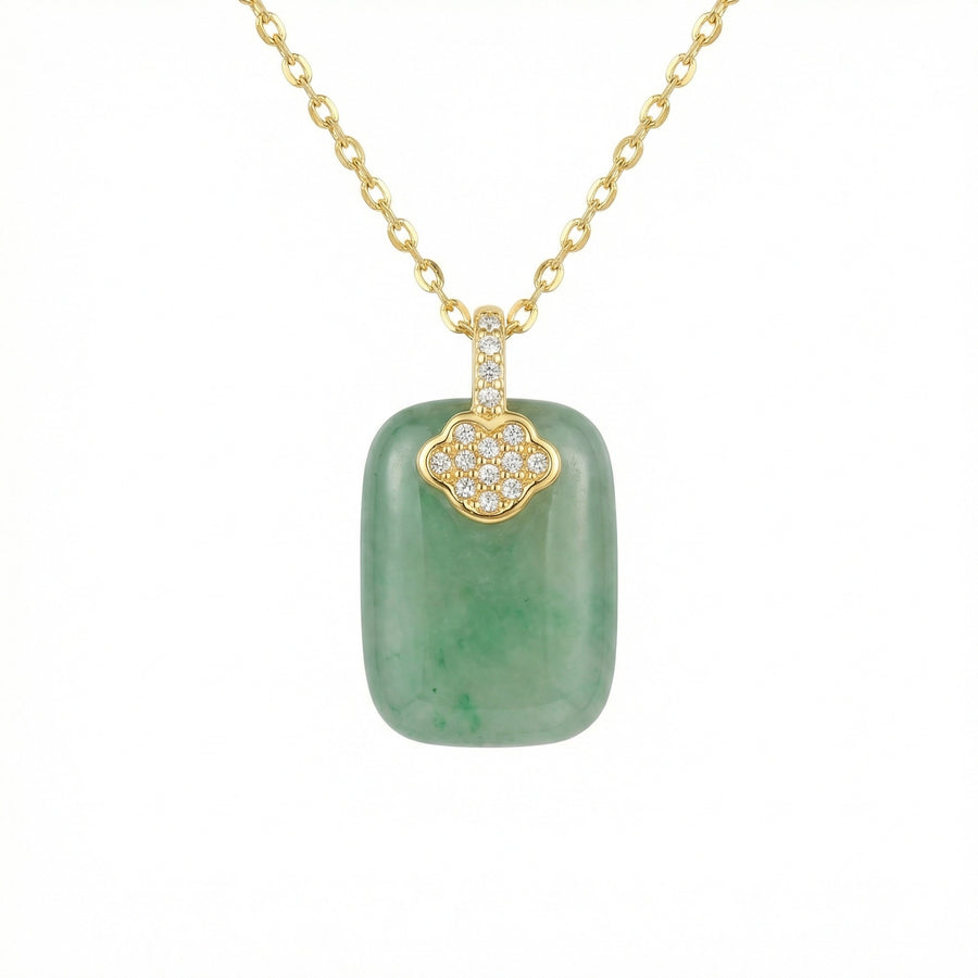 Rectangular Green Jade Tablet Necklace – jade necklace, front view