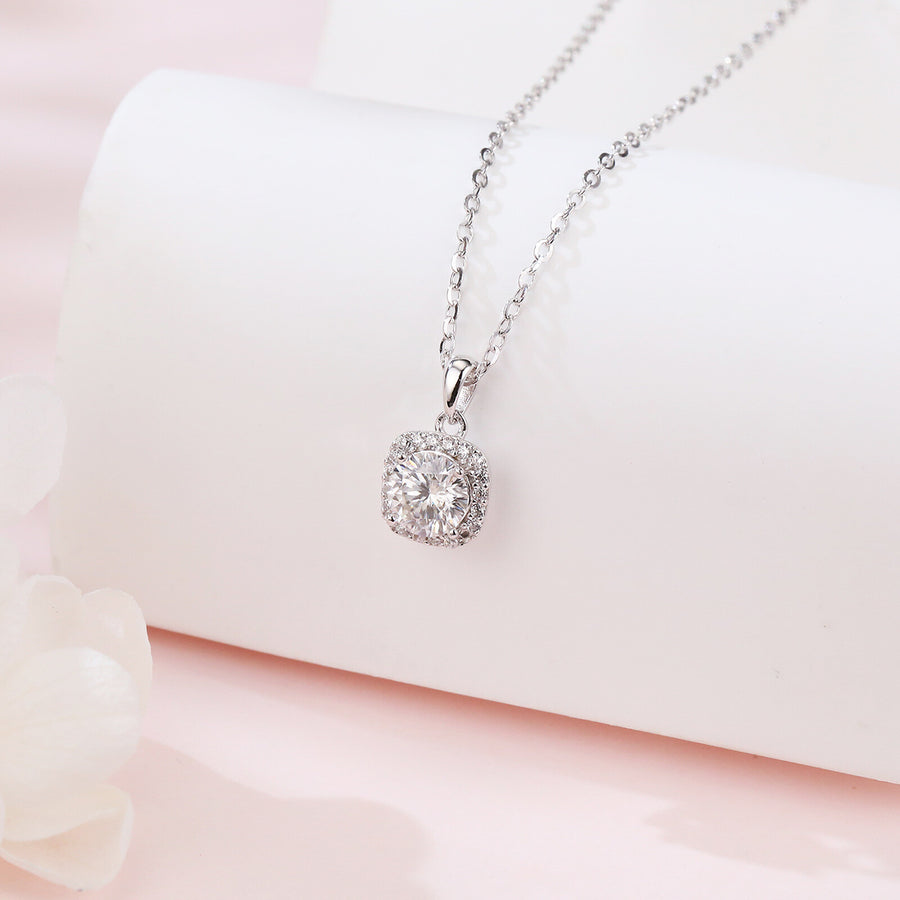 Square Halo Moissanite Necklace – moissanite necklace