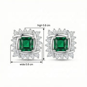 Square Emerald Interlocking Halo Studs – emerald earrings