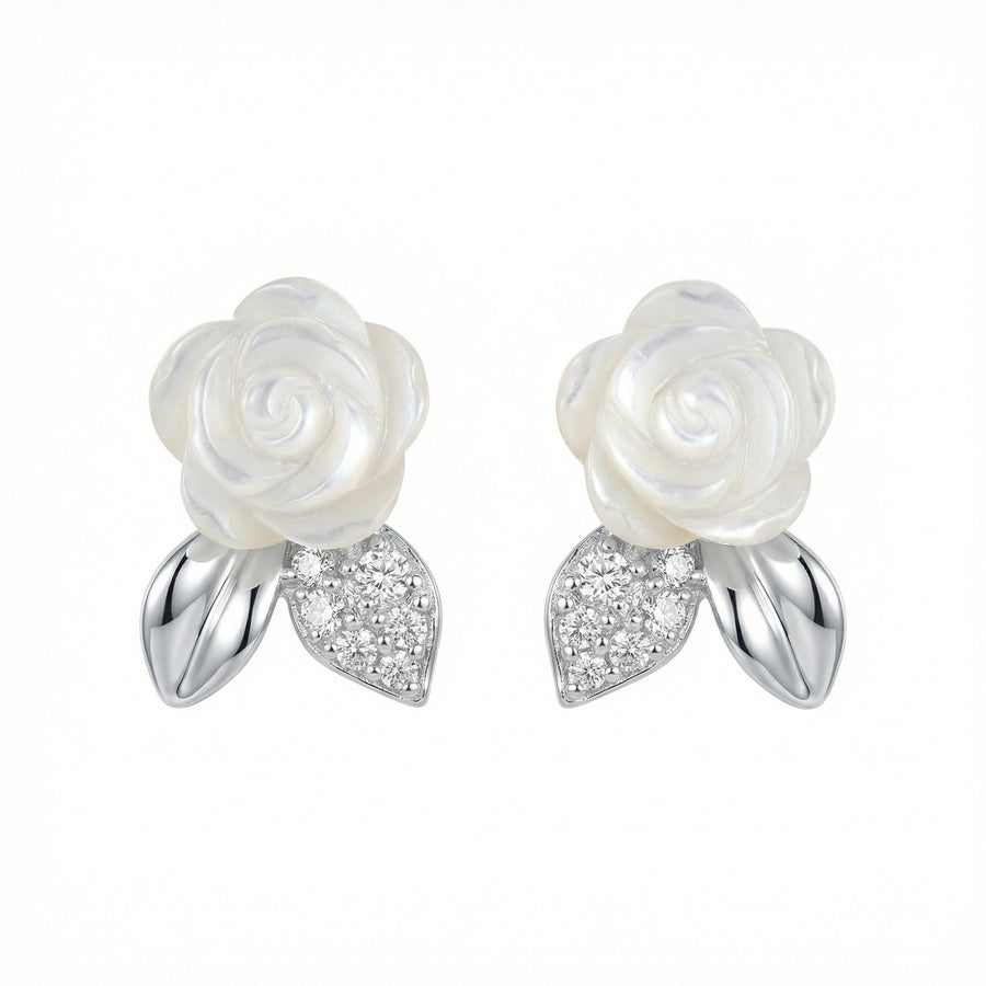 Carved Mother-of-Pearl Rose Studs – mother-of-pearl earrings