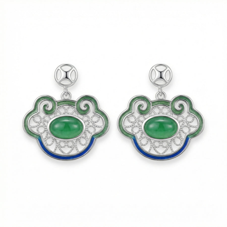 Ruyi Filigree Earrings with Enamel – sterling silver earrings