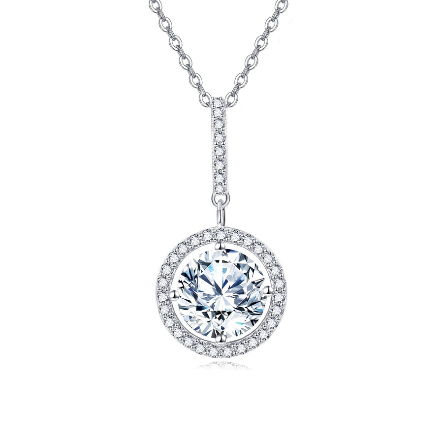 Moissanite Halo Solitaire Necklace – moissanite necklace