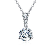 Triple Moissanite Graduated Necklace – moissanite necklace, front view