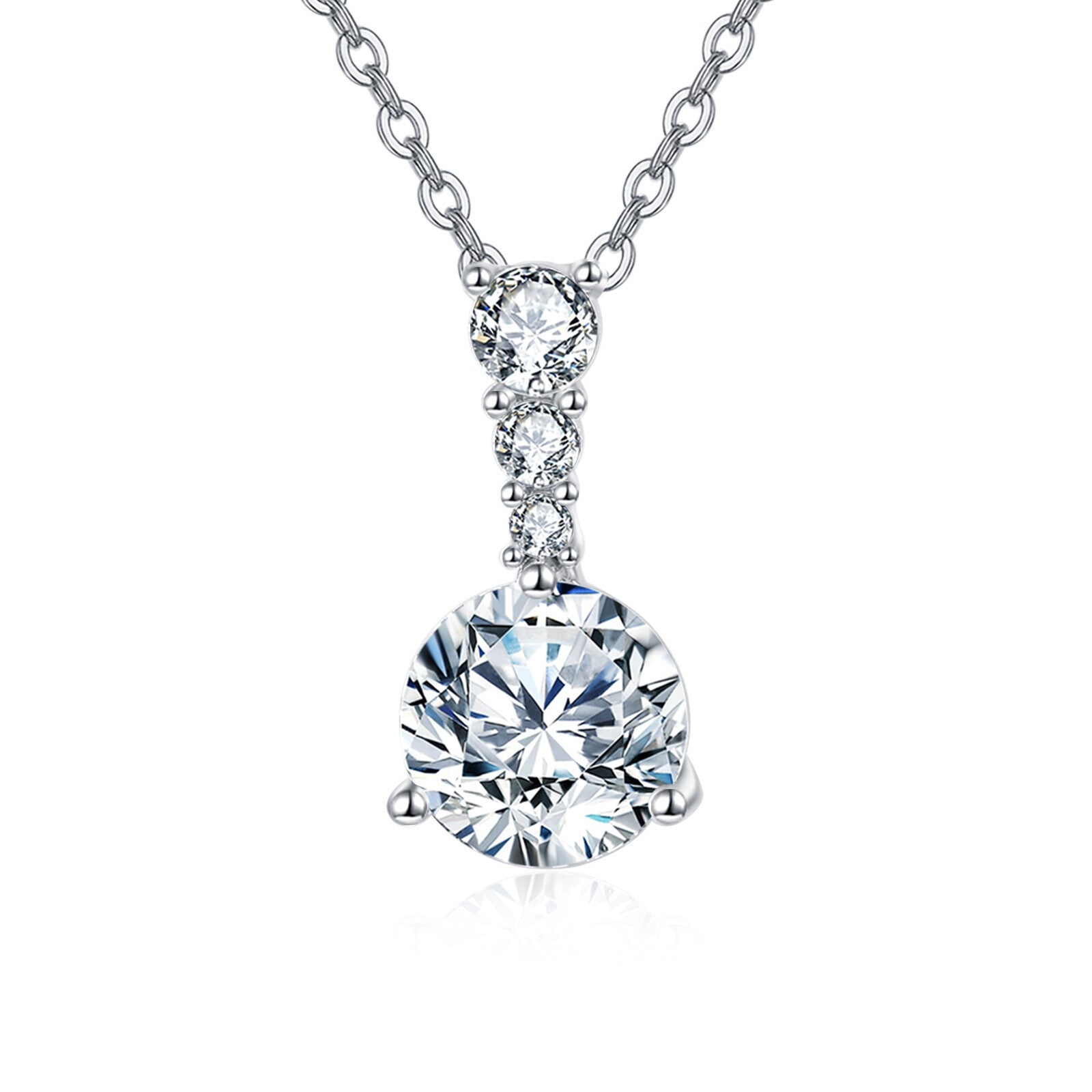 Triple Moissanite Graduated Necklace – moissanite necklace, front view