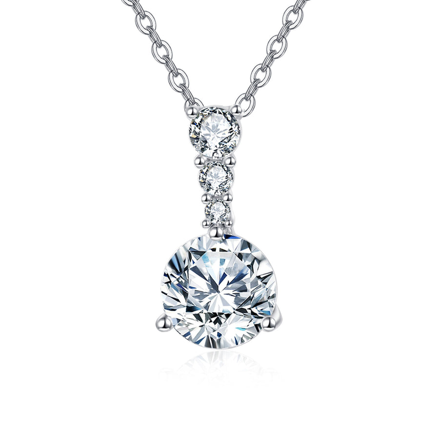 Triple Moissanite Graduated Necklace – moissanite necklace, front view