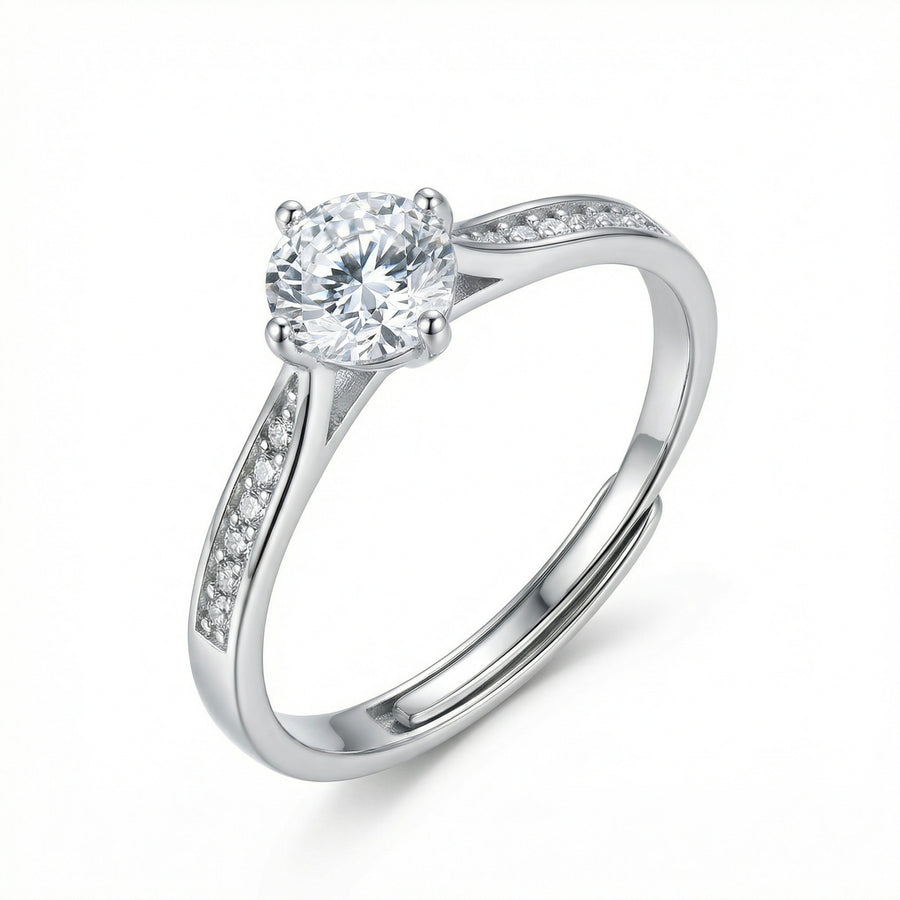 Round Solitaire Adjustable Ring – sterling silver ring