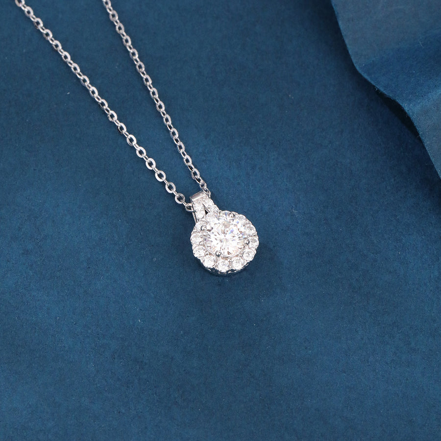 Moissanite Halo Pendant Necklace – moissanite necklace