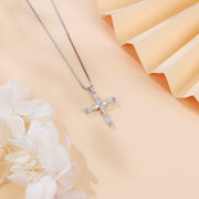 Silver Cross Necklace with Moissanite – moissanite necklace, side detail