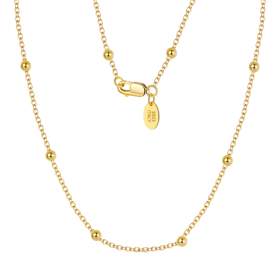Italian Gold Chain with Bead Accents – gold-plated necklace