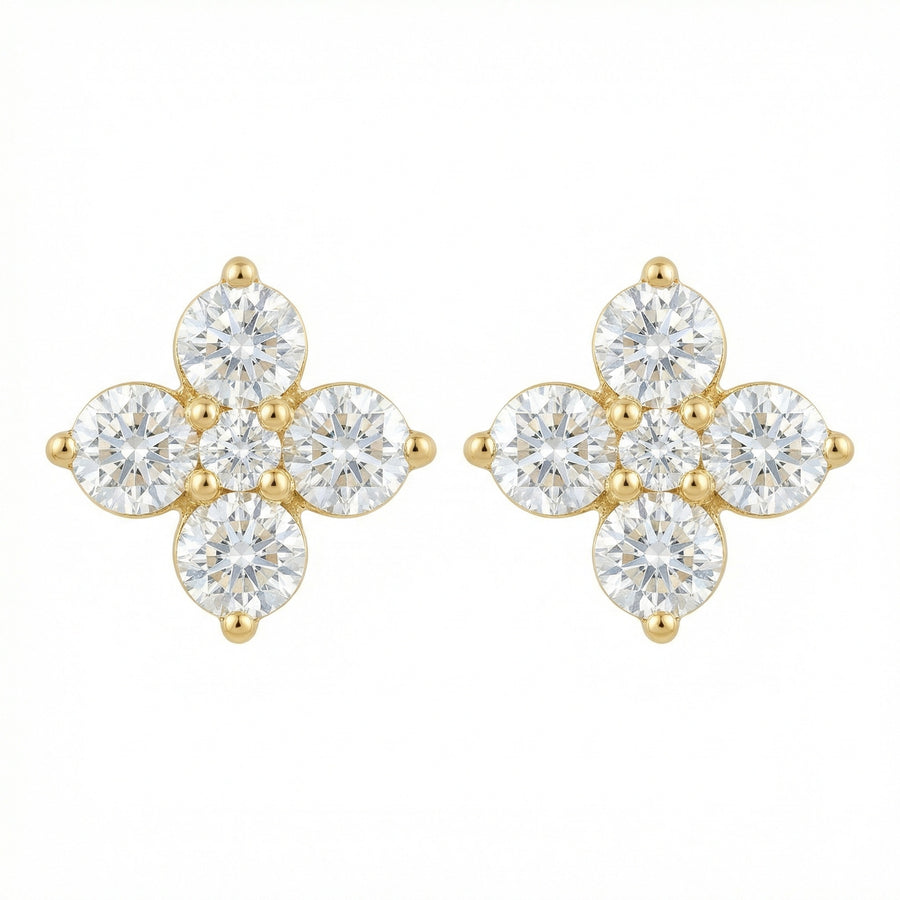 Four-Petal Flower Cluster Studs – sterling silver earrings