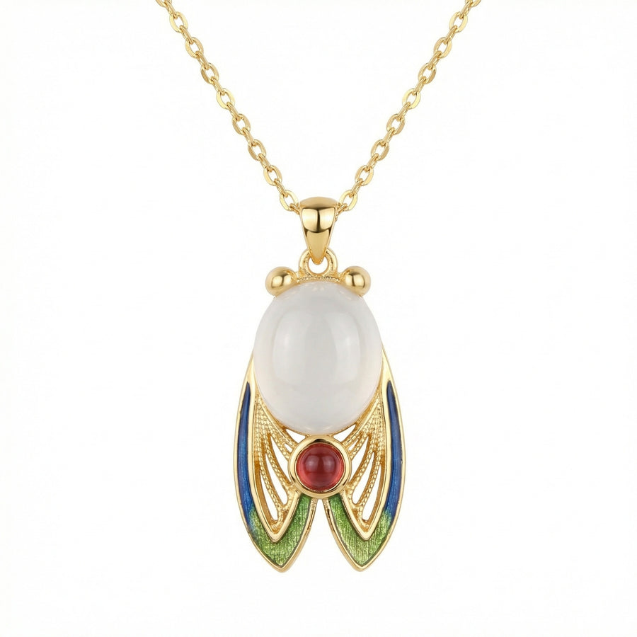 Enamel Cicada Pendant Necklace – sterling silver necklace
