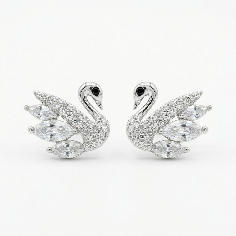 Silver Swan Marquise Stud Earrings – sterling silver earrings