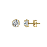 Gold Halo Stud Earrings, Butterfly Backs – sterling silver earrings