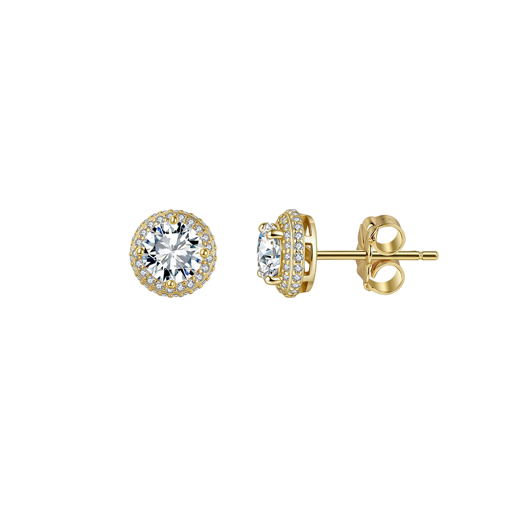 Gold Halo Stud Earrings, Butterfly Backs – sterling silver earrings