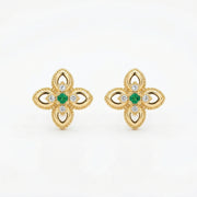 Emerald Floral Openwork Stud Earrings – emerald earrings