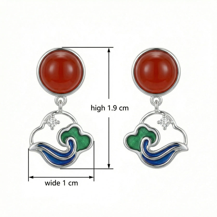 Chinese-Style Carnelian Cloud Earrings – carnelian earrings