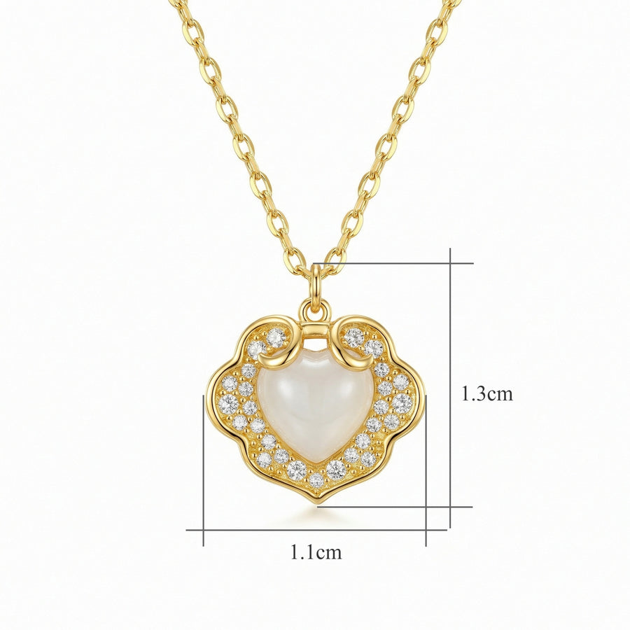 White Heart Gemstone Necklace – sterling silver necklace