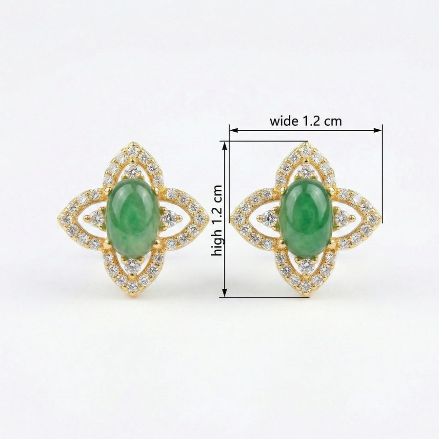 Jadeite Floral Cluster Stud Earrings – jade earrings