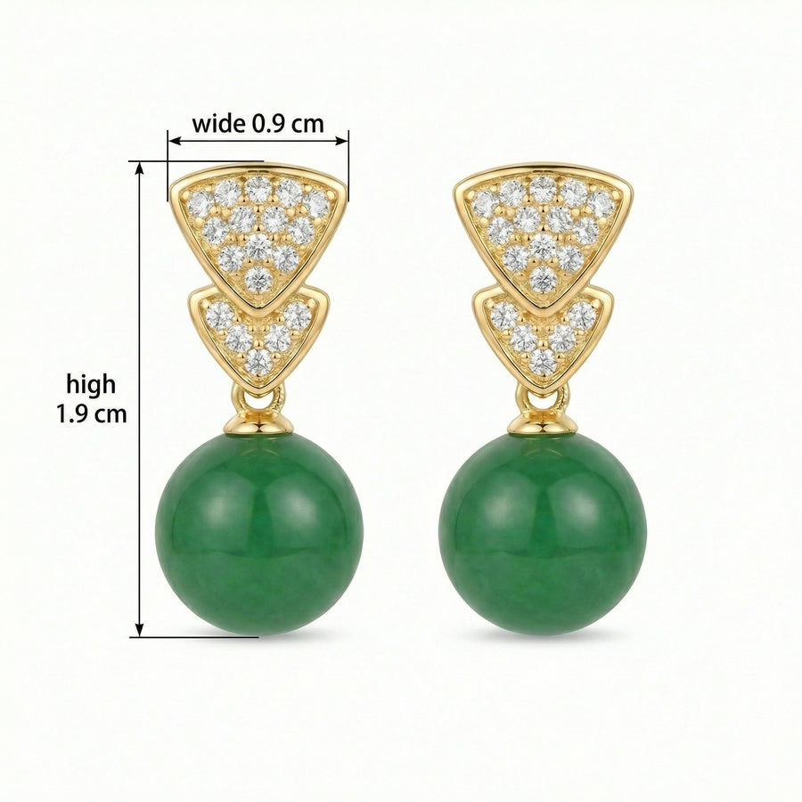 Geometric Green Sphere Drop Earrings – sterling silver earrings