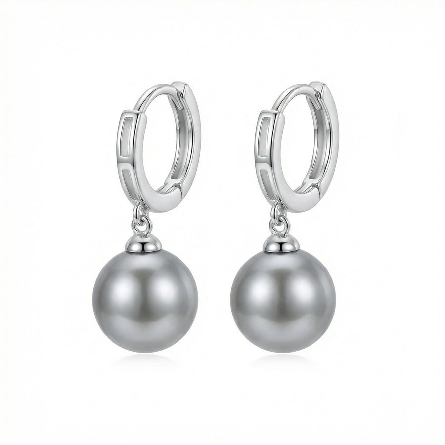 Grey Pearl Cutout Hoop Earrings – pearl earrings
