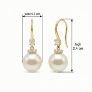 Pearl Drops with Diamond Accent Hooks – pearl earrings, side detail