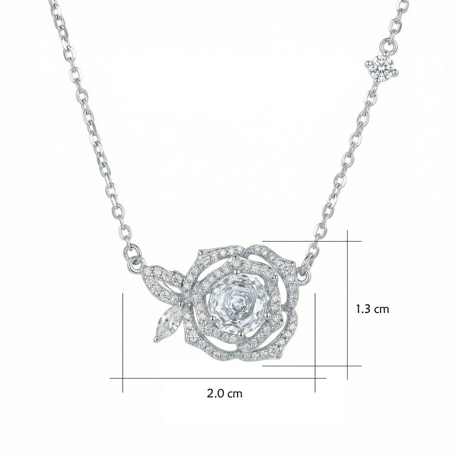 Rose Pendant Necklace with CZ Accents – zircon necklace
