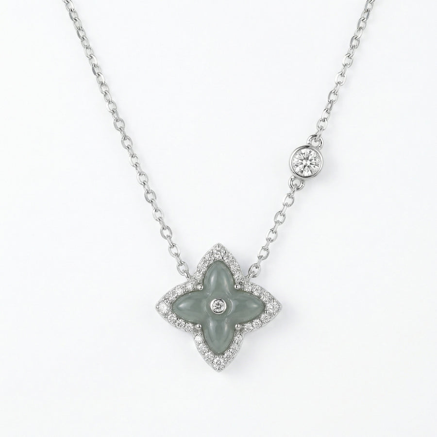 Quatrefoil Grey Jade Halo Necklace – jade necklace