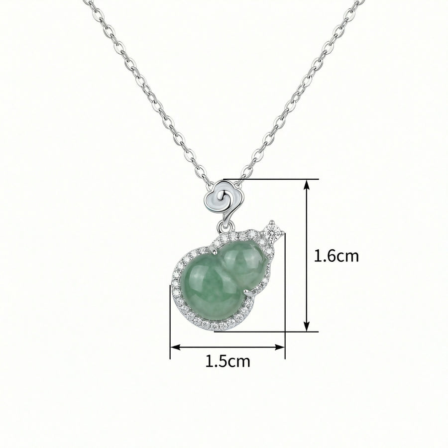 Jadeite Hulu Gourd Cloud Necklace – jade necklace, front view