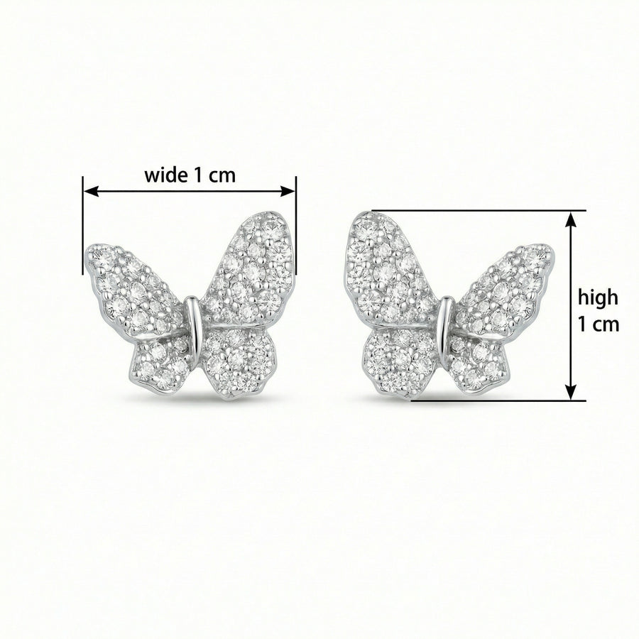 Pavé-Set Butterfly Stud Earrings – sterling silver earrings, front view