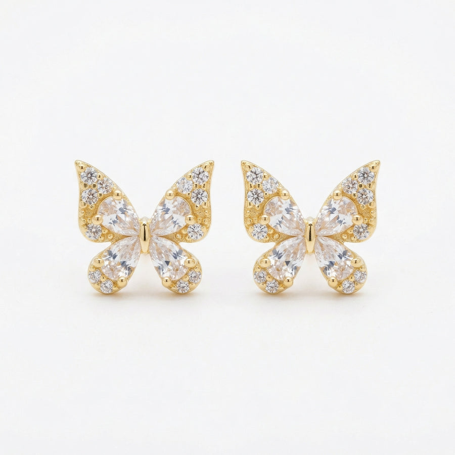 Crystal Butterfly Studs, Mixed Cuts – crystal earrings, front view
