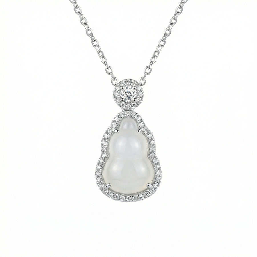 White Gemstone Gourd Necklace – jade necklace