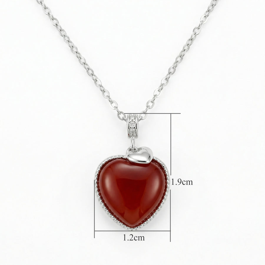 Red Gemstone Heart Necklace – sterling silver necklace