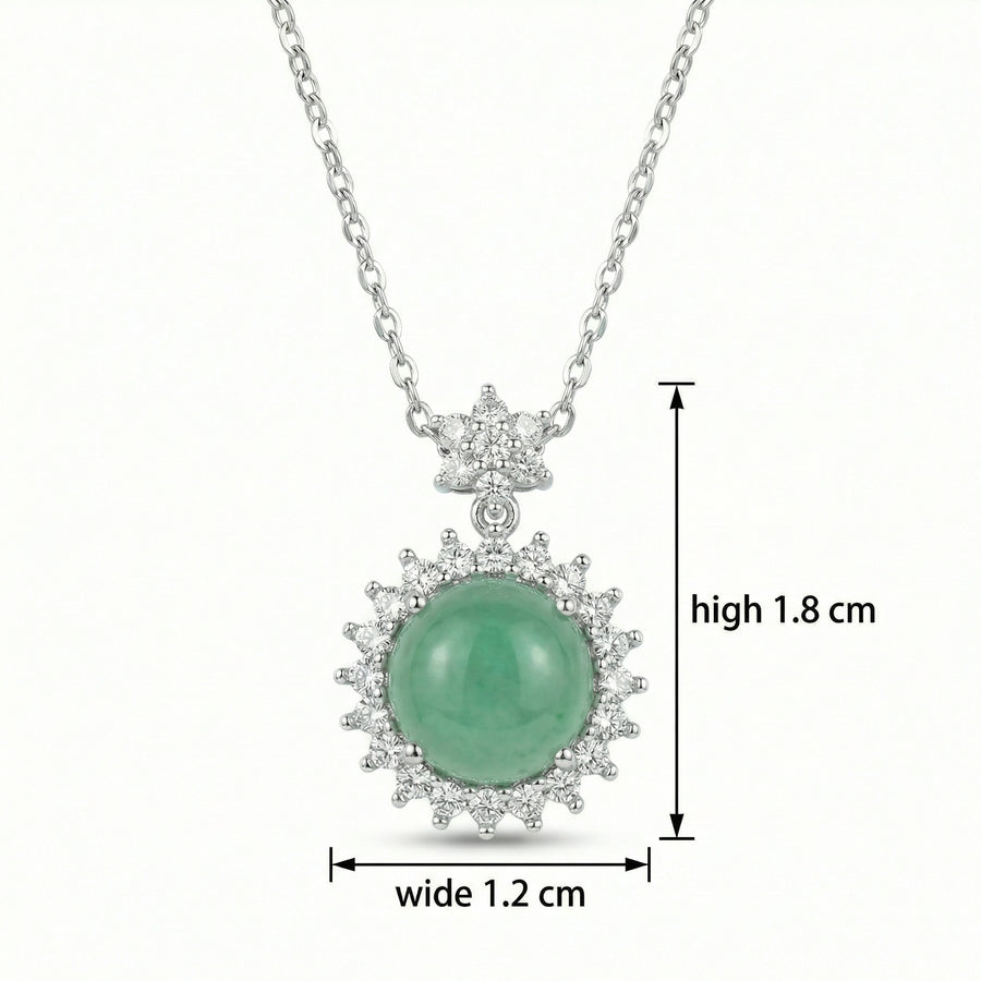 Round Green Jadeite Halo Necklace – jade necklace, front view
